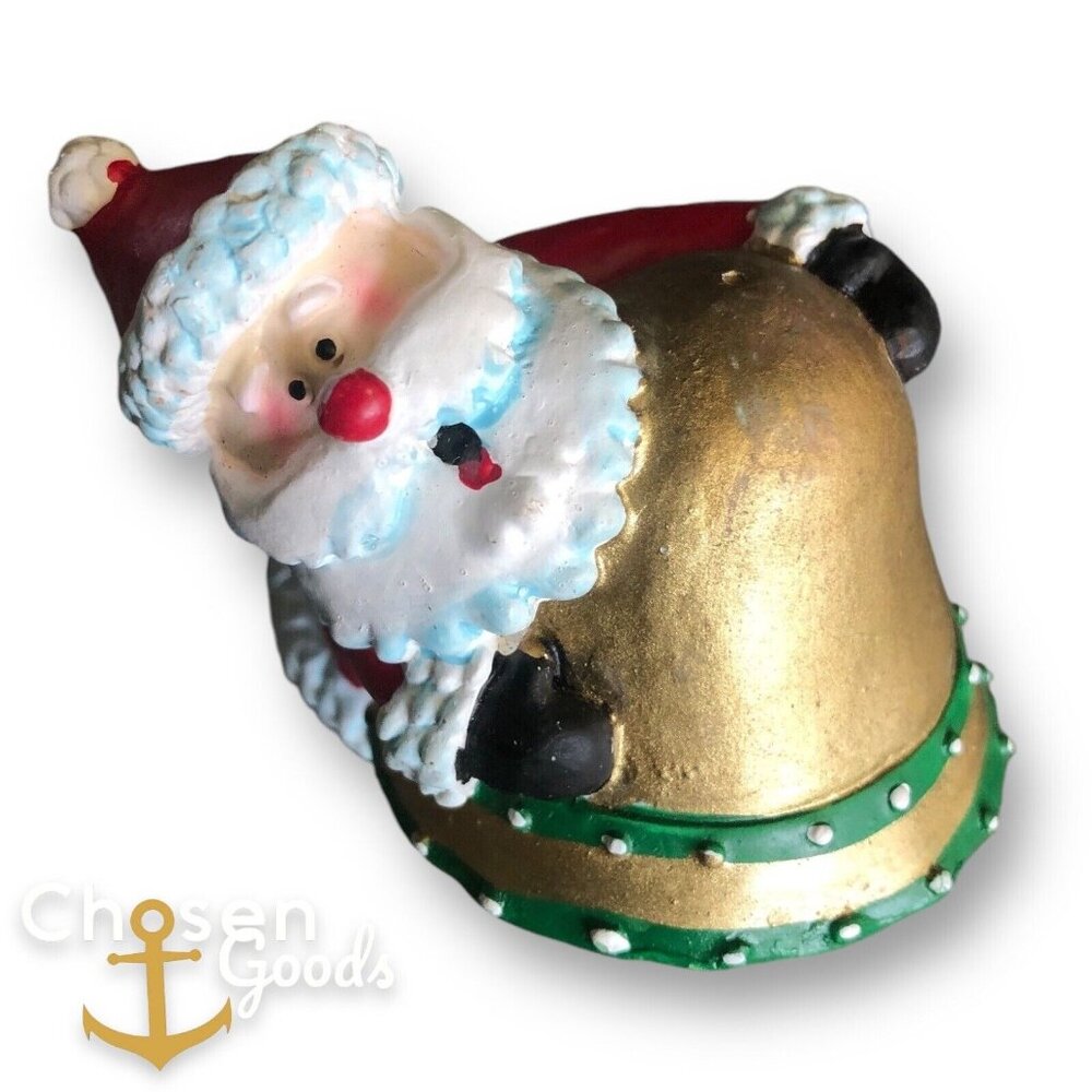 Mini Santa Claus Stealing the Christmas Bell Figurine 2” Hand Painted